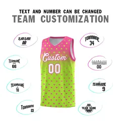 Pink Light Green Gradient Star Pattern Basketball Jersey Sets 4