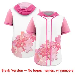 Pink Light Pink Cherry Blossoms Raglan Hooded Baseball Jersey 7