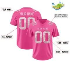 Pink Light Pink Sequin Lettering Breathable Football Jersey 2