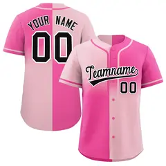 Pink Light Pink Symmetrical Gradient Baseball Jersey