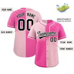 Pink Light Pink Symmetrical Gradient Baseball Jersey 2