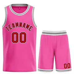 Pink Maroon-Black Bull Classic Sets Basketball Jersey