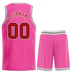 Pink Maroon-Black Bull Classic Sets Basketball Jersey 2
