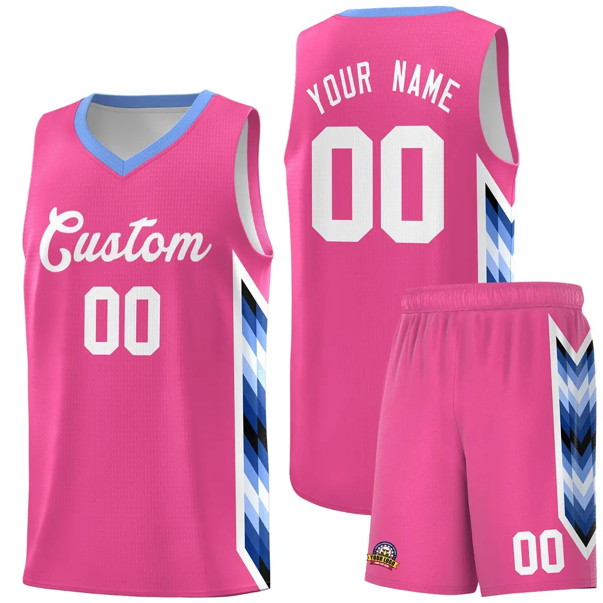 Pink Mosaic Gradient Fashion Basketball Jersey Uniform