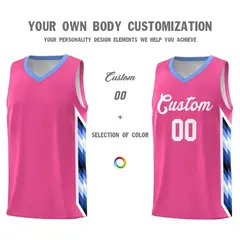 Pink Mosaic Gradient Fashion Basketball Jersey Uniform 3