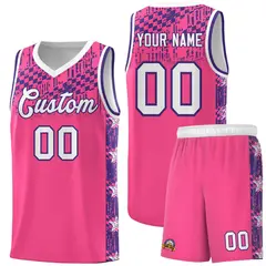 Pink Mosaic Stars Basketball Uniform Jersey 1