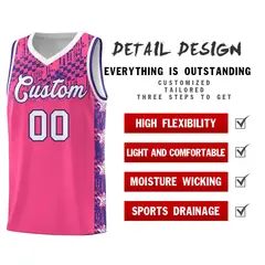 Pink Mosaic Stars Basketball Uniform Jersey 2