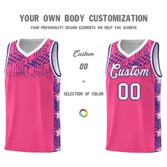 Pink Mosaic Stars Basketball Uniform Jersey 3