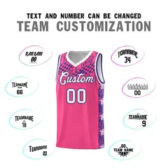 Pink Mosaic Stars Basketball Uniform Jersey 4