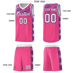 Pink Mosaic Stars Basketball Uniform Jersey 5