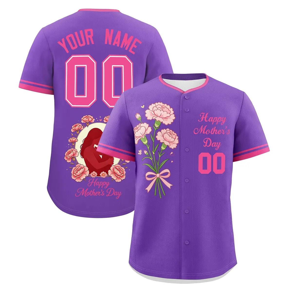 Pink Mother's Day Style Baseball Jersey