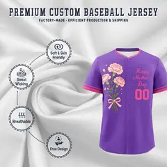 Pink Mother's Day Style Baseball Jersey 3