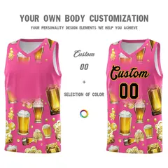 Pink National Beer Day Beer Bubble Basketball Jersey 2