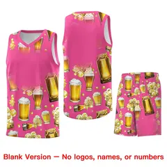Pink National Beer Day Beer Bubble Basketball Jersey 7