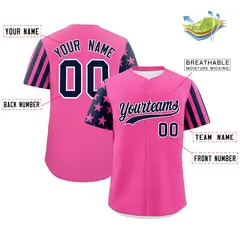Pink Navy American Flag Raglan Baseball Jersey 2