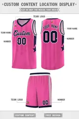 Pink Navy and White Gradient Star Graffiti Basketball Jersey 5