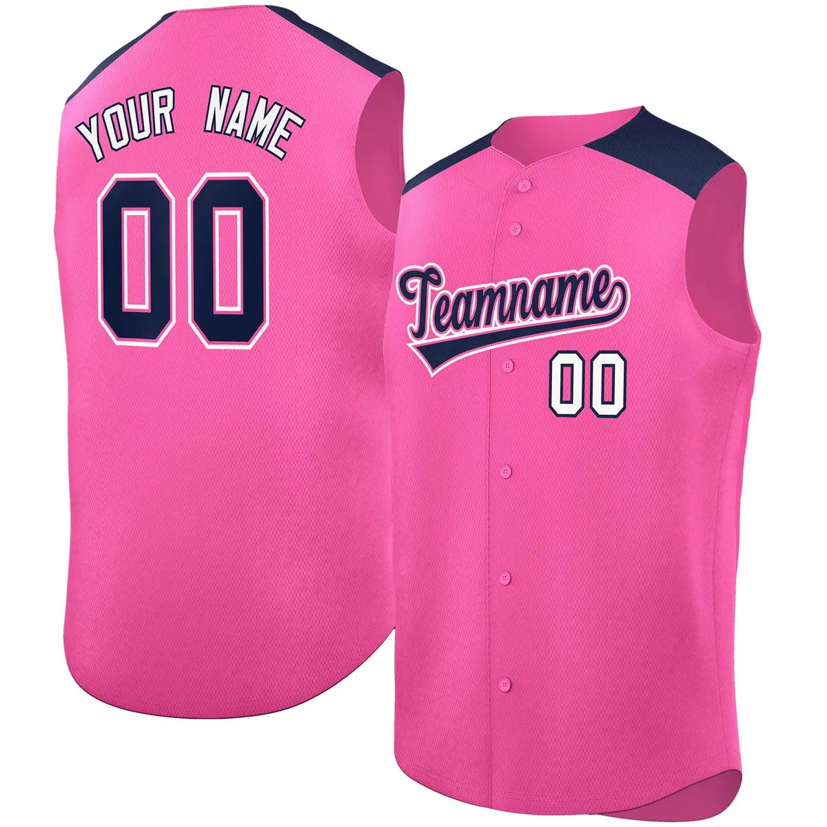 Pink Navy Classic Authentic Sleeveless Baseball Jersey