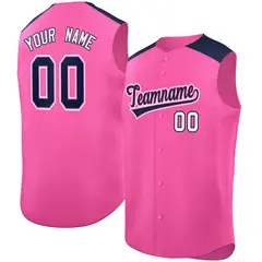 Pink Navy Classic Authentic Sleeveless Baseball Jersey