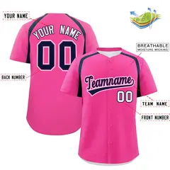 Pink Navy Color Block Authentic Baseball Jersey 2