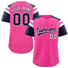 Pink Navy Contrast Raglan Baseball Jersey 1