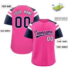 Pink Navy Contrast Raglan Baseball Jersey 2