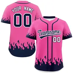 Pink Navy Flame Graffiti Authentic Baseball Jersey 1