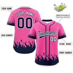 Pink Navy Flame Graffiti Authentic Baseball Jersey 2