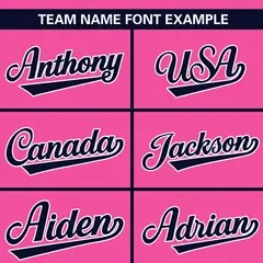 Pink Navy Full Button Classic Baseball Jersey 3