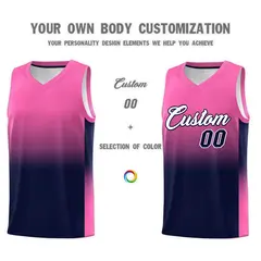 Pink Navy Gradient Basketball Jersey Sports Uniform 3