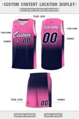 Pink Navy Gradient Basketball Jersey Sports Uniform 5