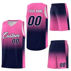 Pink Navy Gradient Basketball Jersey Sports Uniform 7