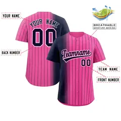 Pink Navy Gradient Pinstripe Baseball Jersey 2