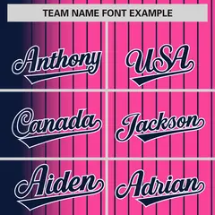 Pink Navy Gradient Pinstripe Varsity Full-Snap Letterman Baseball Jacket 3