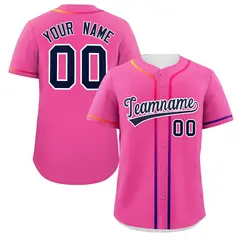 Pink Navy Gradient Ribbed Authentic Baseball Jersey 1