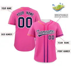 Pink Navy Gradient Ribbed Authentic Baseball Jersey 2