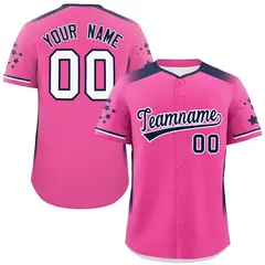 Pink Navy Gradient Star Pattern Authentic Baseball Jersey 1