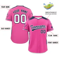 Pink Navy Gradient Star Pattern Authentic Baseball Jersey 2