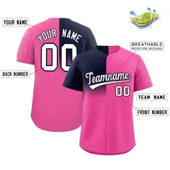 Pink Navy Half Gradient Authentic Baseball Jersey 2