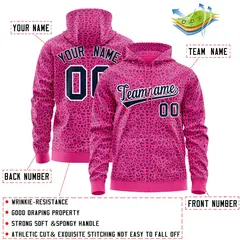 Pink Navy Leopard Print Varsity Full-Zip Letterman Jacket Hoodie 4