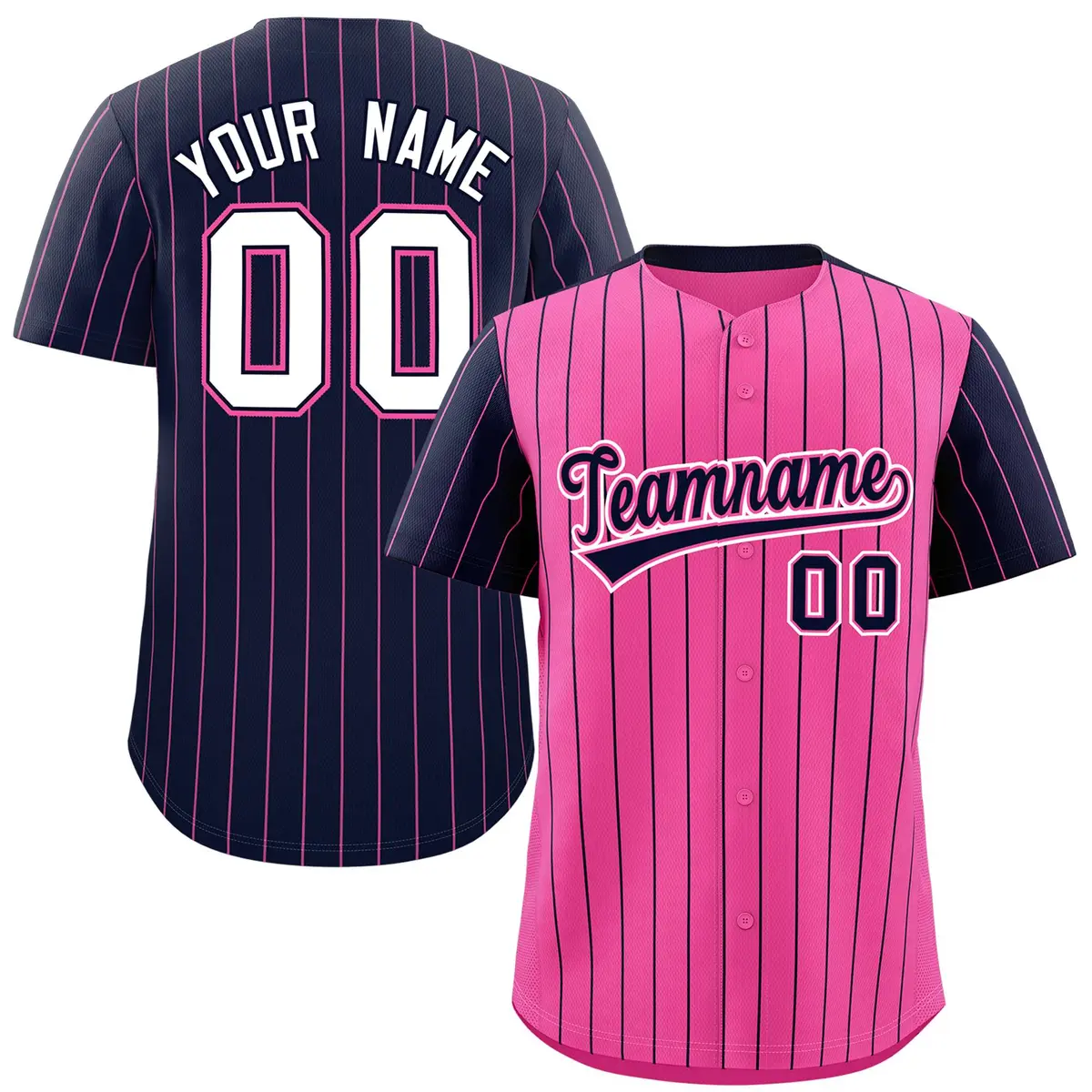 Pink Navy Pinstripe Raglan Baseball Jersey