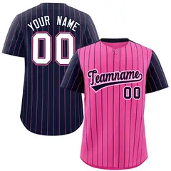 Pink Navy Pinstripe Raglan Baseball Jersey 1