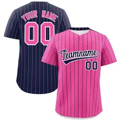 Pink Navy Pinstripe Two-Tone Authentic Baseball Jersey 1