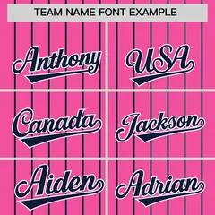 Pink Navy Pinstripe Two-Tone Authentic Baseball Jersey 3