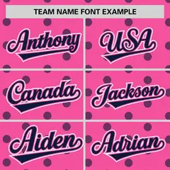 Pink Navy Polka Dot Graffiti Authentic Baseball Jersey 3