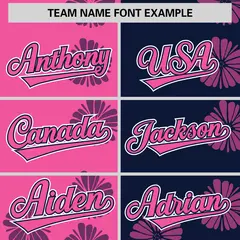 Pink Navy Split Flower Graffiti Authentic Baseball Jersey 3