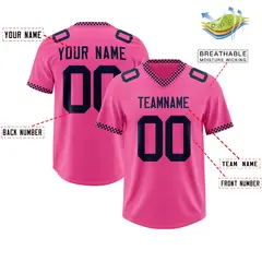 Pink Navy Square Neckline Classic Authentic Football Jersey 2