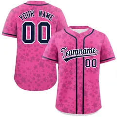 Pink Navy Star Graffiti Pattern Authentic Baseball Jersey 1