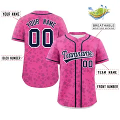 Pink Navy Star Graffiti Pattern Authentic Baseball Jersey 2