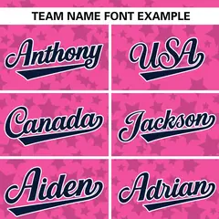 Pink Navy Star Graffiti Pattern Authentic Baseball Jersey 3