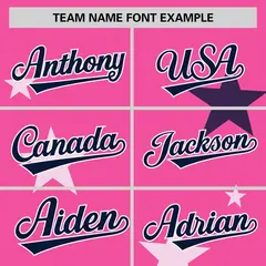 Pink Navy Star Graffiti Two-Button Baseball Jersey 3